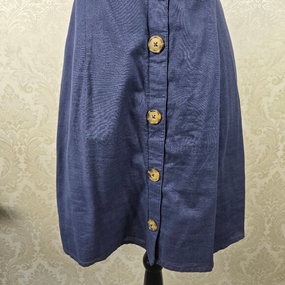 Abercrombie & Fitch Size Medium 100% Cotton Navy Blue Button Front Tank Dress - Picture 3 of 13